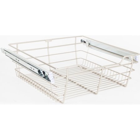 HARDWARE RESOURCES Satin Nickel Closet Pullout Basket with Slides 14"Dx17"Wx6"H POB1-14176SN